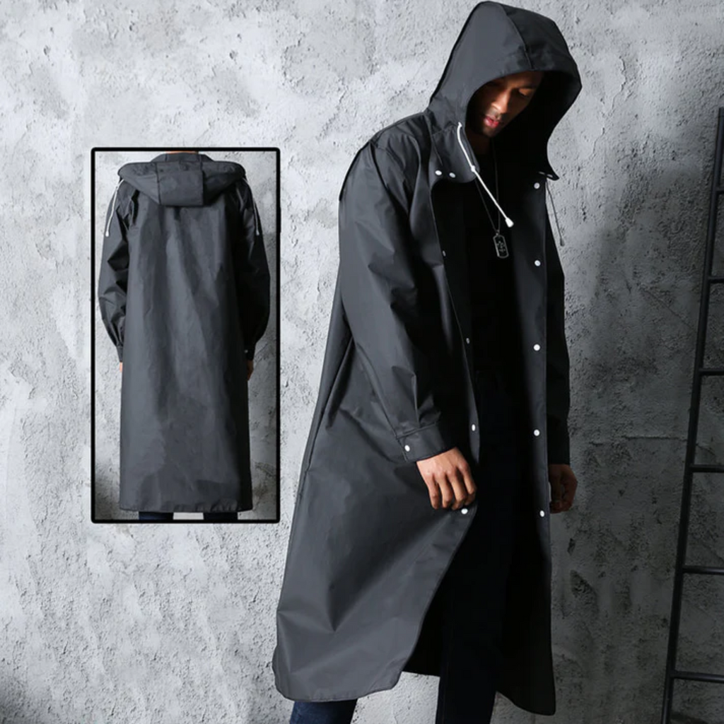 Impermeable largo para hombre: protección impermeable y transpirable con capucha