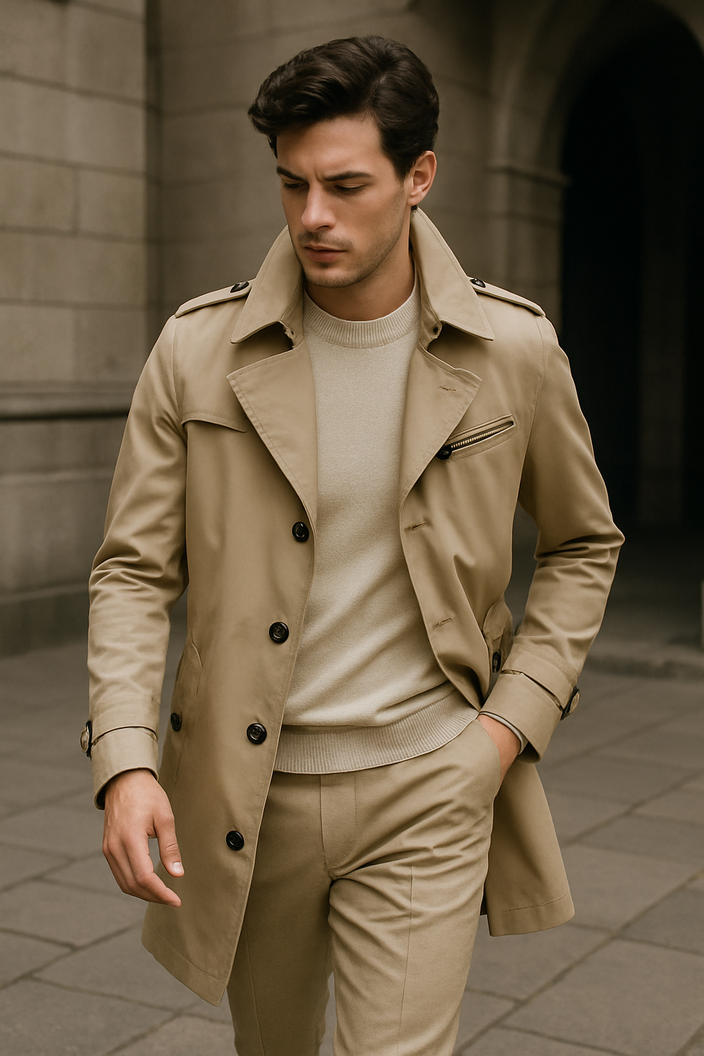 Abrigo Trench Hombre | Corte Estructurado Elegante | Confort y Estilo