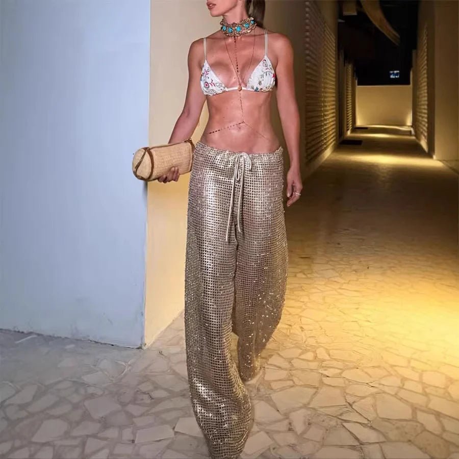 Margot Gold pantalón ancho con cordón