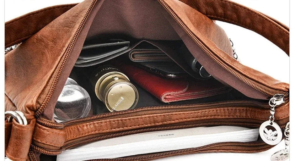 ODALIS - Bolso Bandolera de Piel Multibolsillos