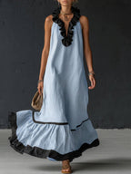 Sofia | Robe longue volantée bicolore