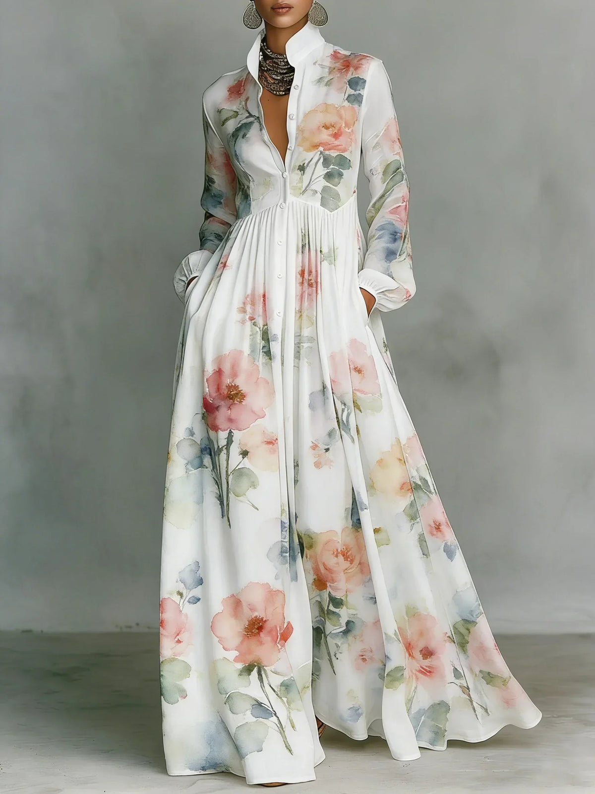 Inês | Robe longue imprimée trapèze