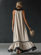Sofia | Robe longue volantée bicolore