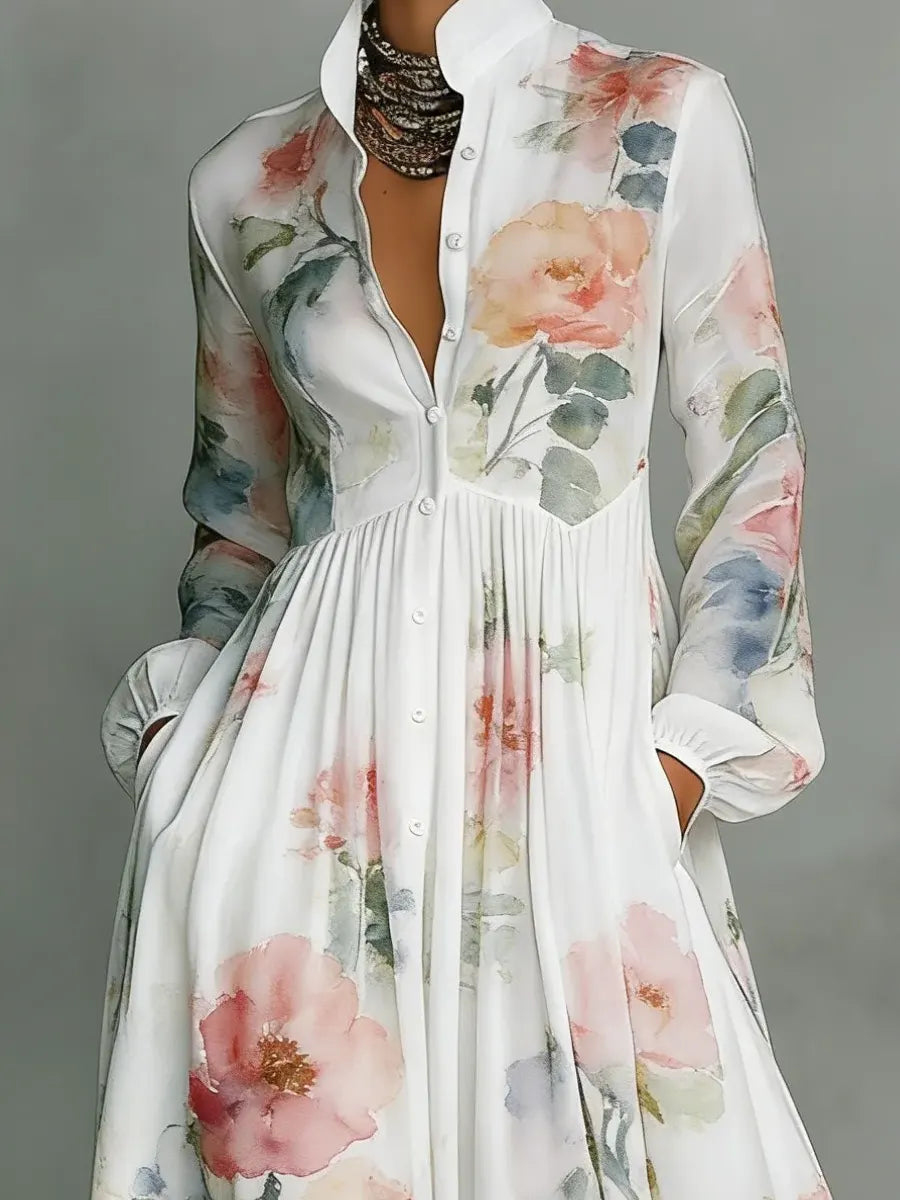 Inês | Robe longue imprimée trapèze