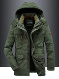 Parka Invernal Elegante para Hombre - Chaqueta Caliente con Capucha Estilo Militar