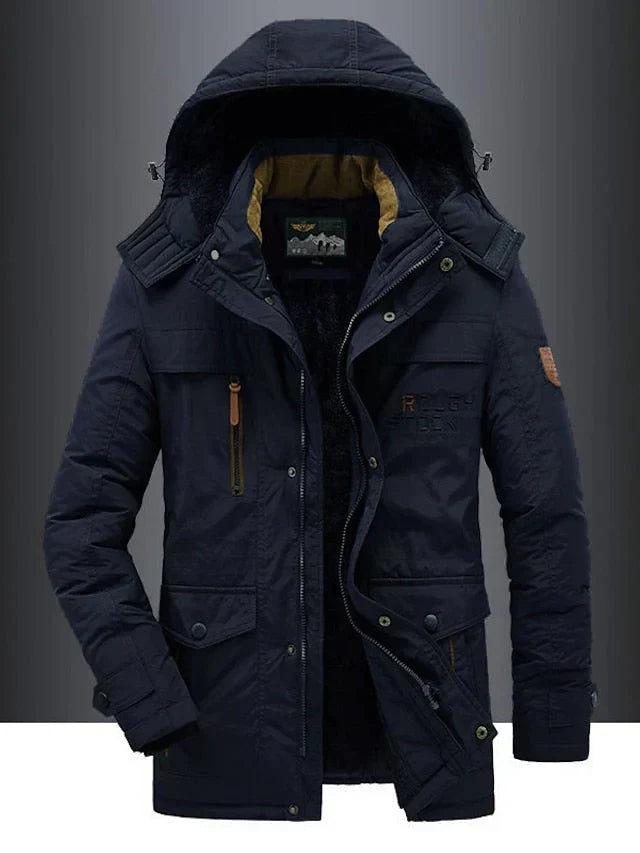 Parka Invernal Elegante para Hombre - Chaqueta Caliente con Capucha Estilo Militar