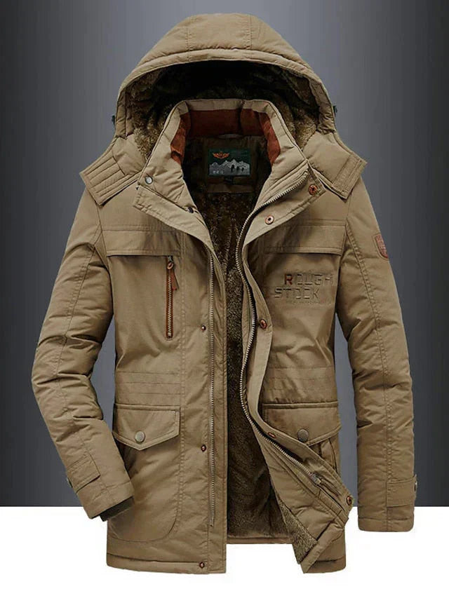 Parka Invernal Elegante para Hombre - Chaqueta Caliente con Capucha Estilo Militar