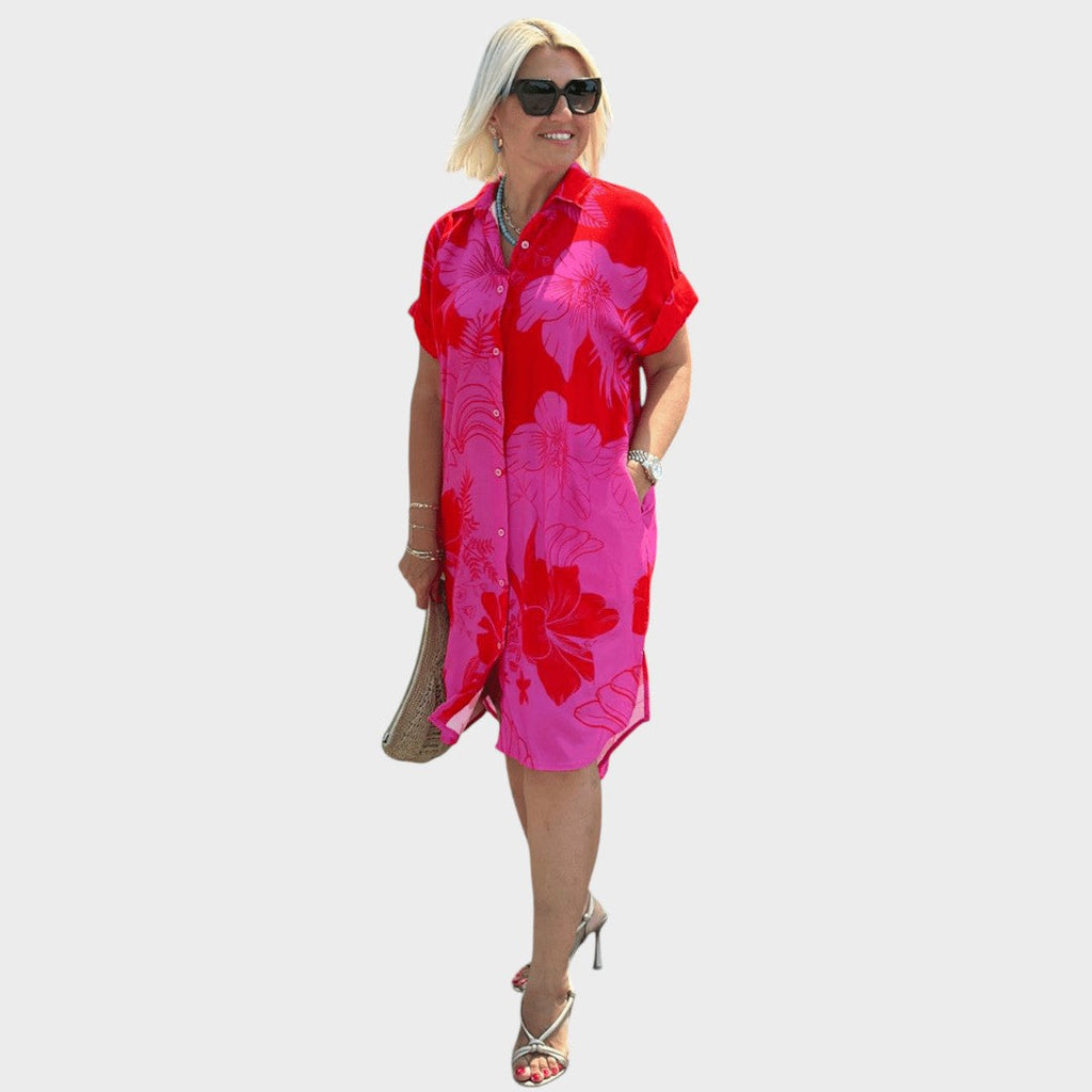 Naomi | Vestido Camisero Con Estampado Floral - OSMARA Fashion