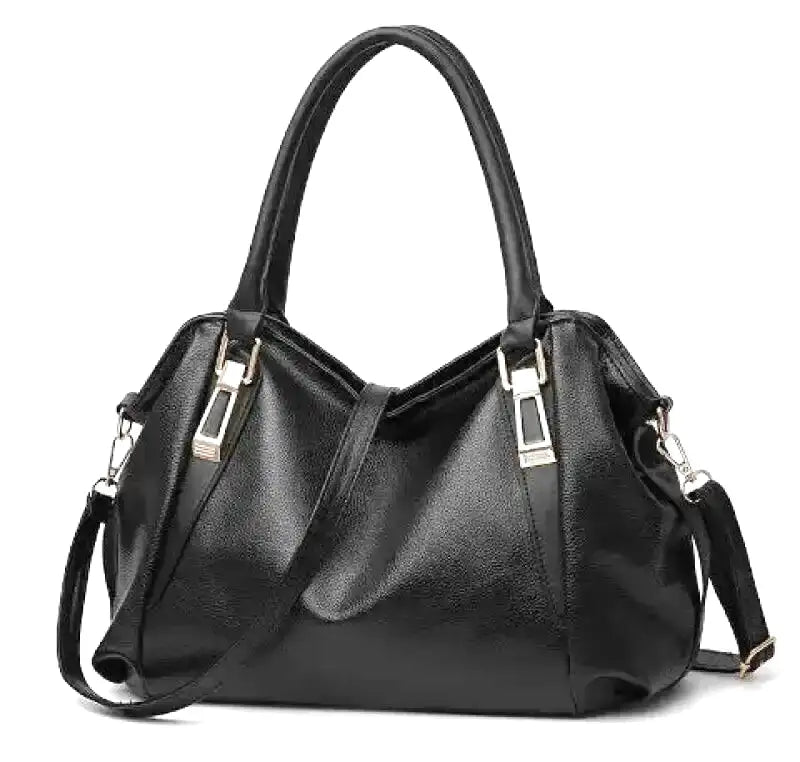 PLYMONIE - Bolso Simple de Cuero Granulado de Gran Capacidad