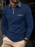 Polo de hombre de manga larga: cuello con cremallera, elegancia y estampado de cuadros