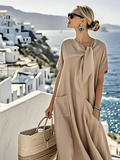 Benedita | Relaxed Maxi Dress with Pockets and Tie