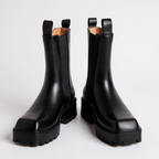Haguel - Botines de Montar Chelsea Negras Mujer Punta Cuadrada de Suela Dentada
