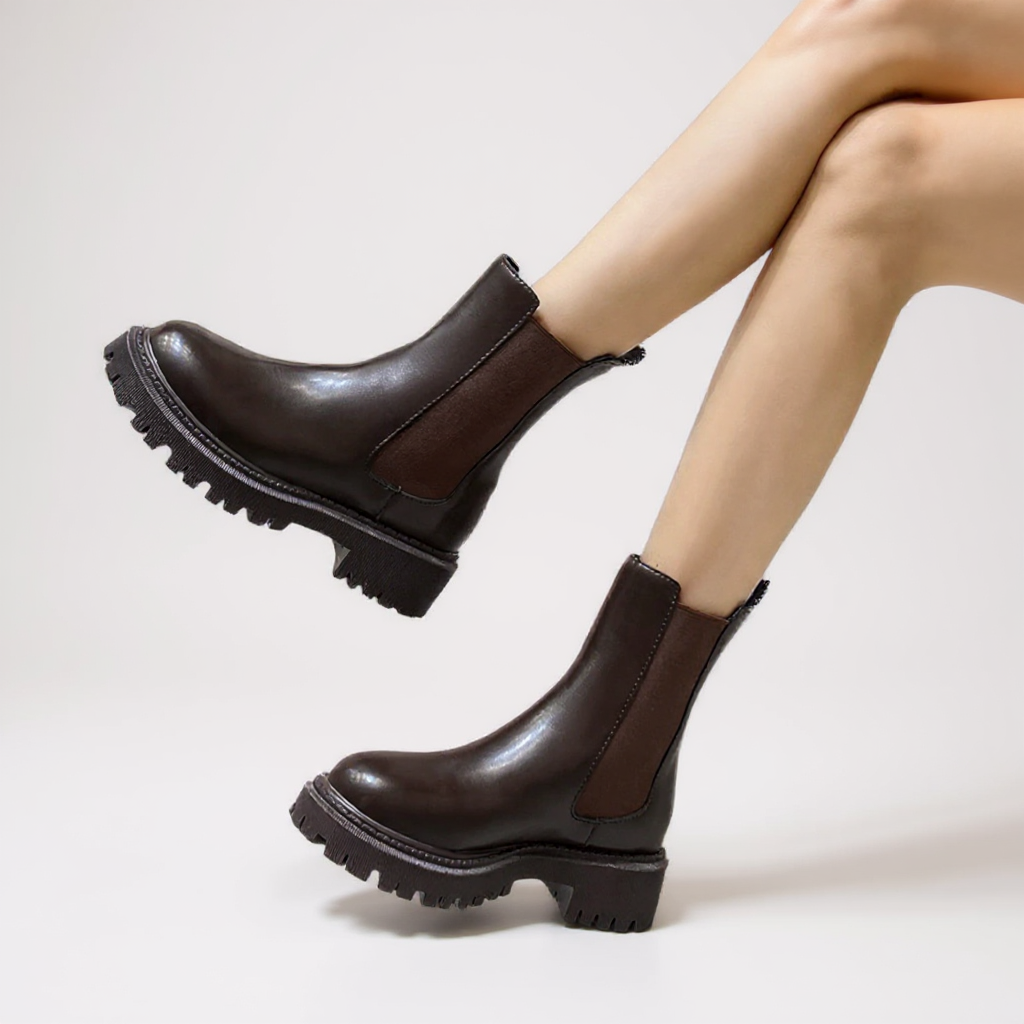Cynthia - Botines de Montar Chelsea Mujer Negras Suela Gruesa
