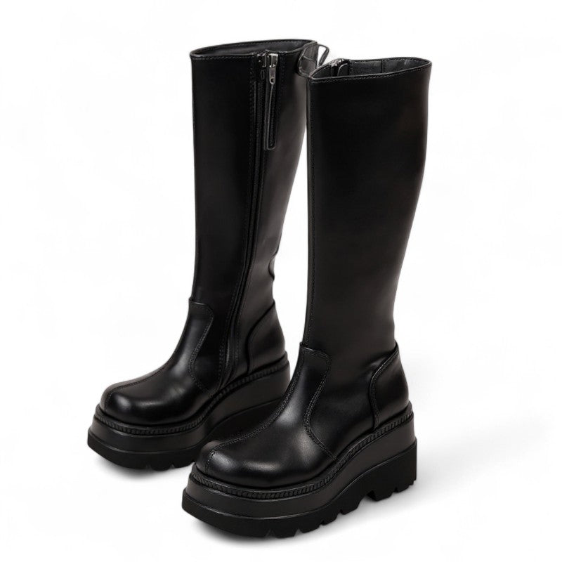 Sherley - Botas de Montar Plataforma Mujer Negras