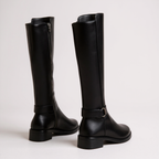 Athea - Botas de Montar Mujer Negras Elegante con Hebilla Metálico
