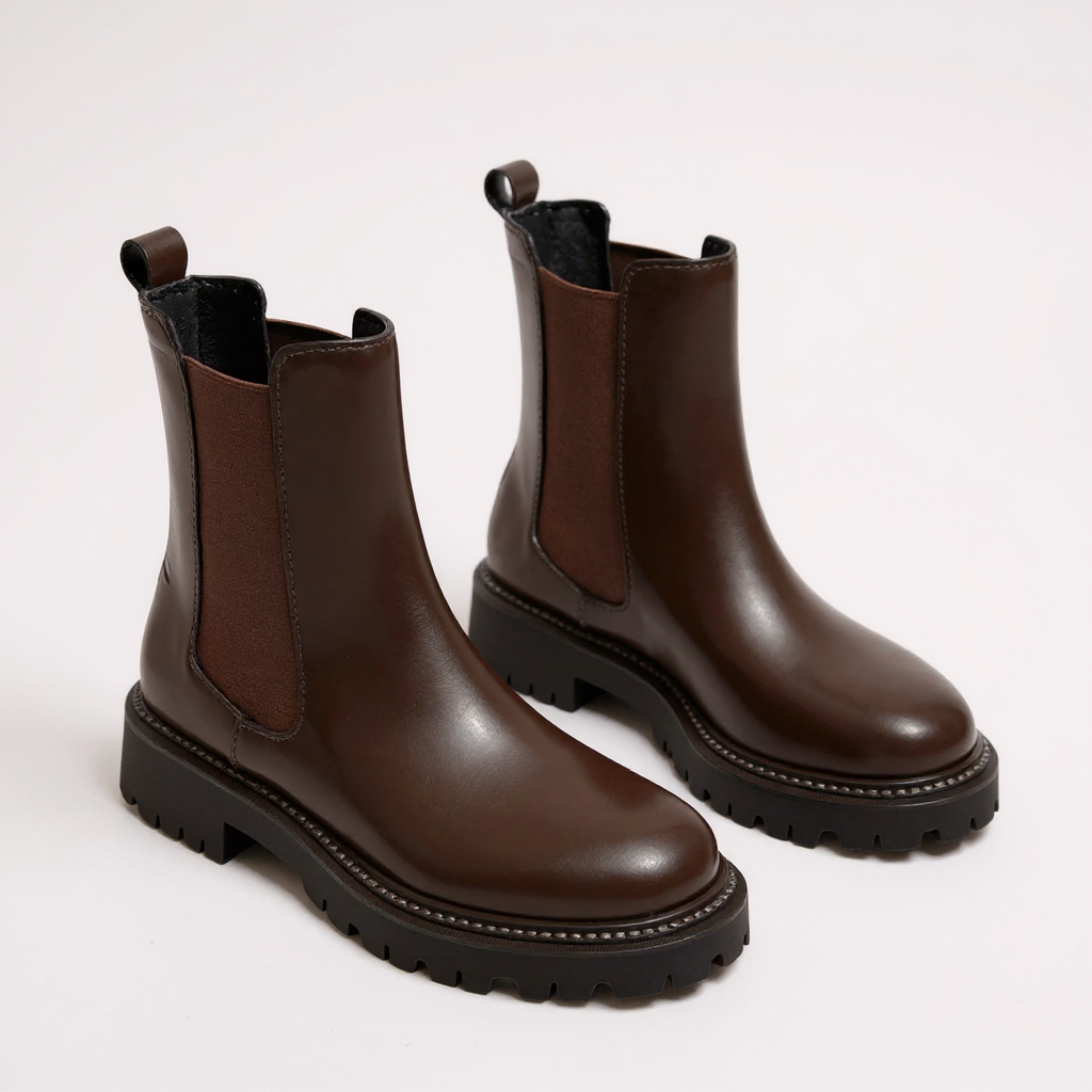 Cynthia - Botines de Montar Chelsea Mujer Negras Suela Gruesa