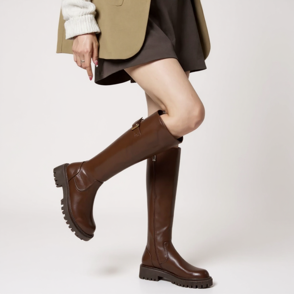 Sally - Botas de Montar Negras Mujer Elegantes de Tira