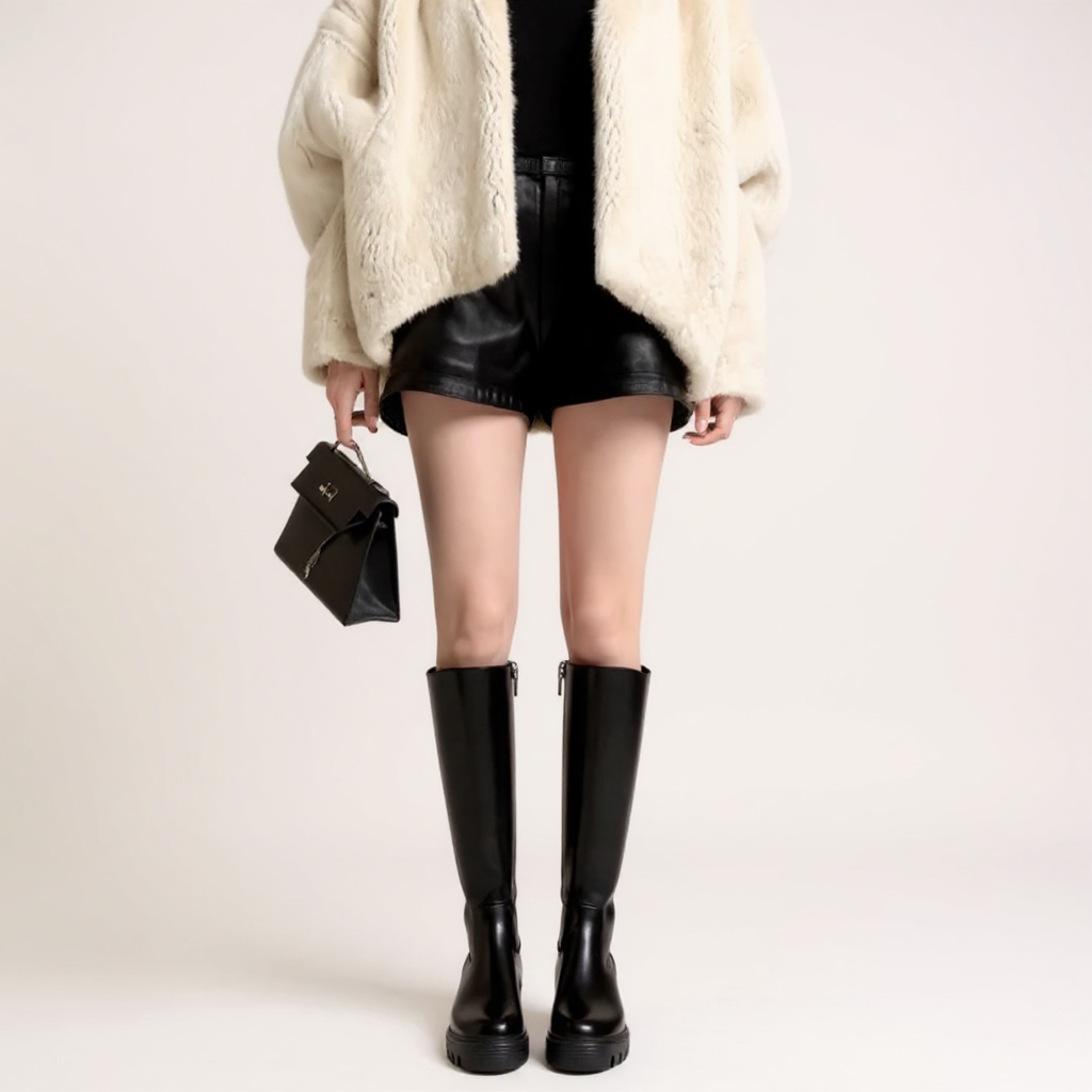 Dalyne - Botas de Montar Mujer Negras Lisos y Elegantes