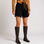 Fanny - Botas de Montar Mujer Hebillas Doradas Y Tacón Bajo Elegante