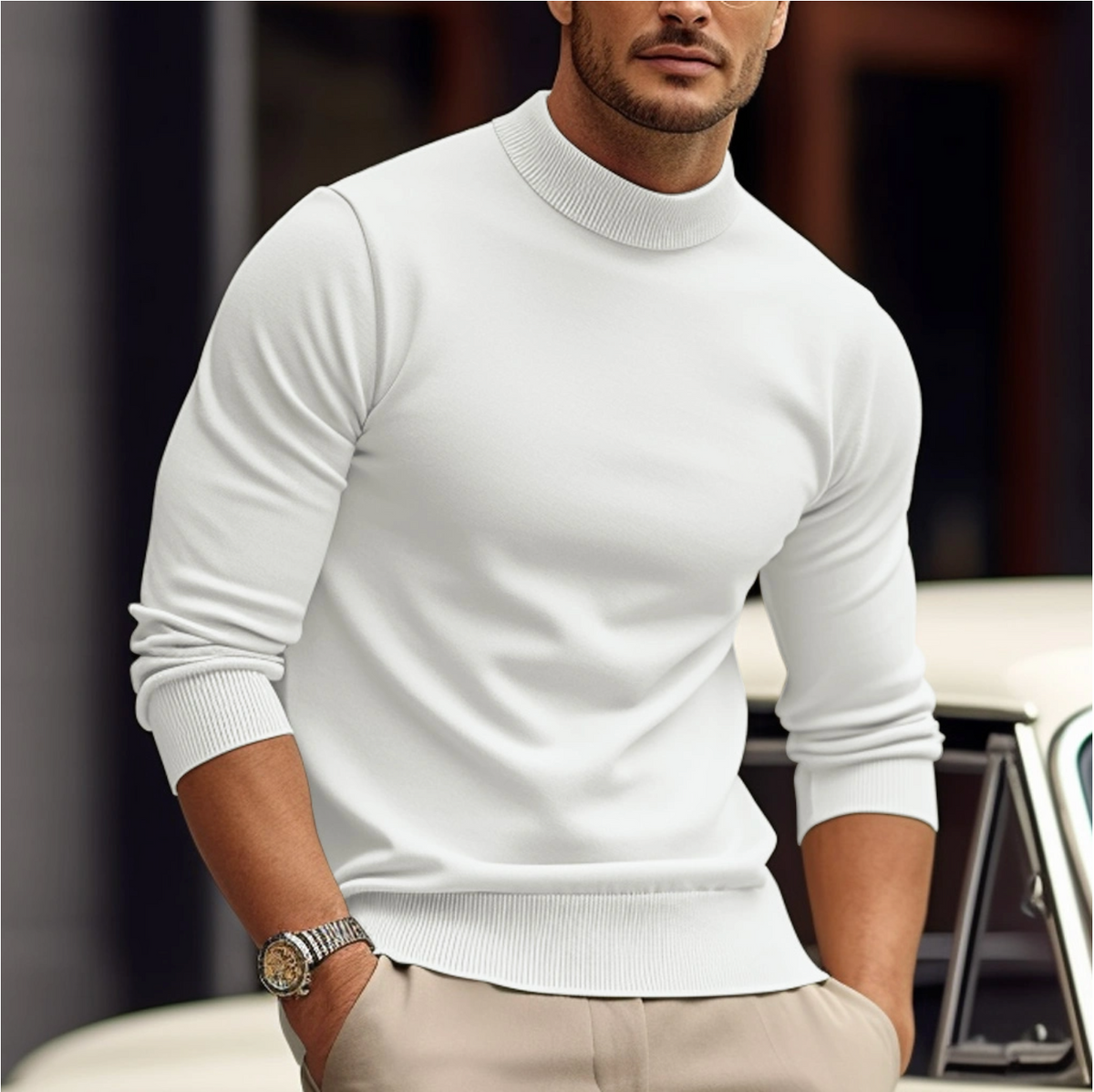 Jersey de cuello alto para hombre Leonardo – Estilo moderno y confort elegante