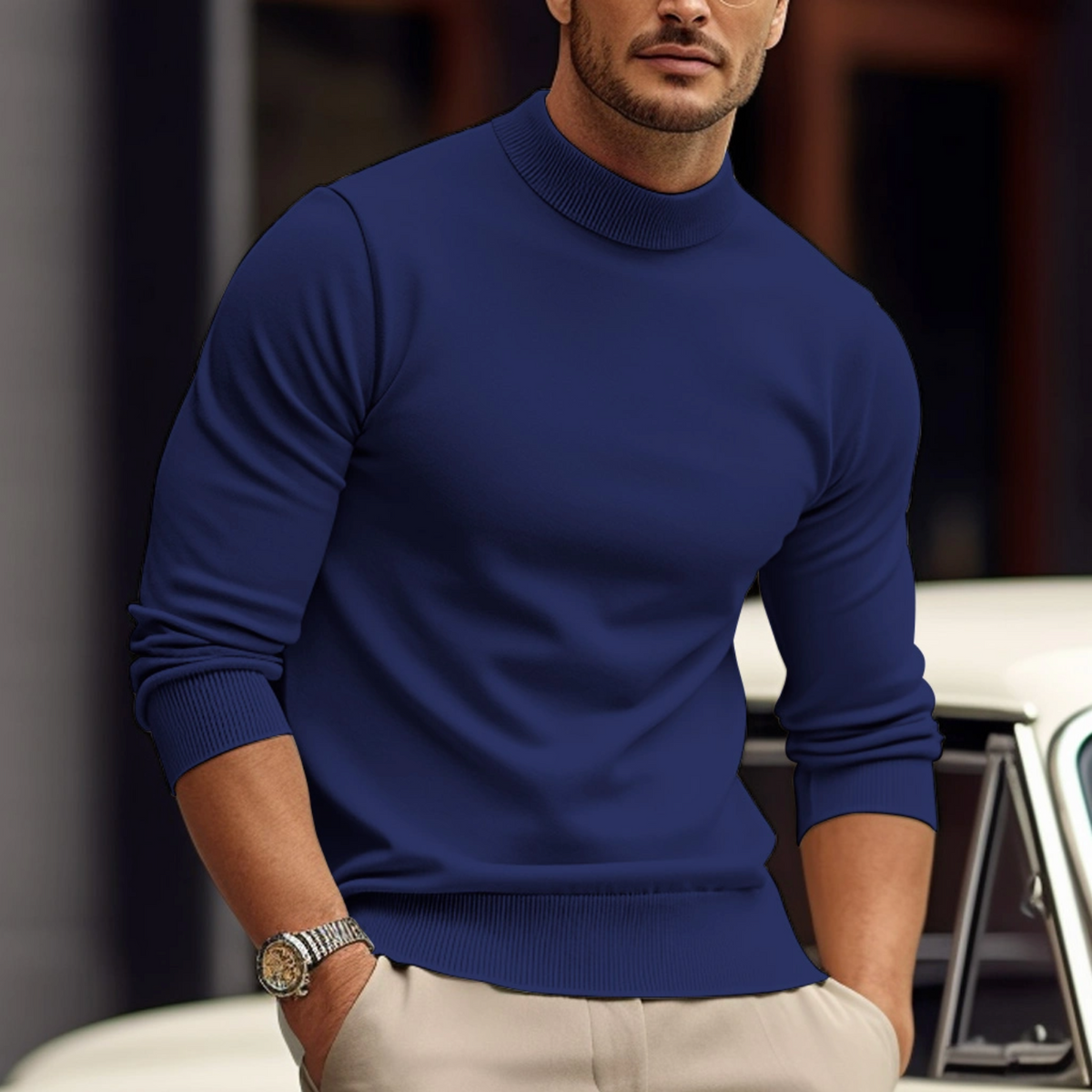 Jersey de cuello alto para hombre Leonardo – Estilo moderno y confort elegante