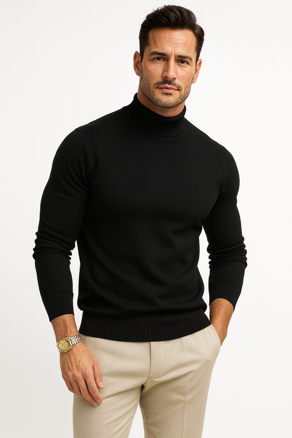 Jersey de cuello alto para hombre Leonardo – Estilo moderno y confort elegante