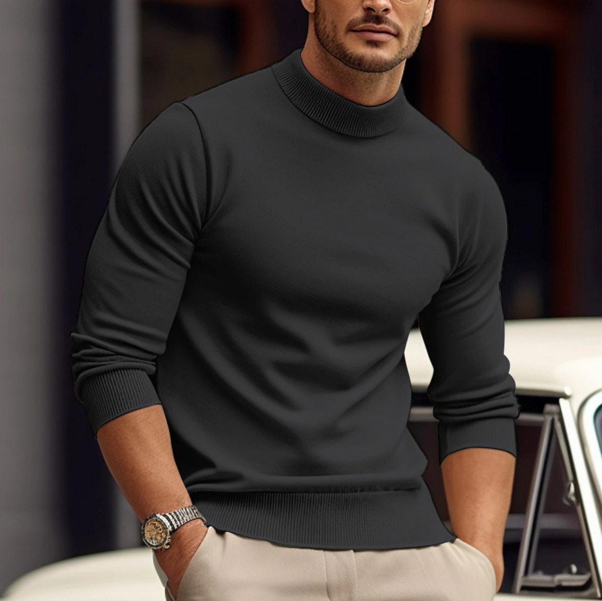 Jersey de cuello alto para hombre Leonardo – Estilo moderno y confort elegante