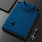 Suéter de invierno de punto para hombre, con cuello alto y media cremallera, elegante
