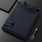 Suéter de invierno de punto para hombre, con cuello alto y media cremallera, elegante