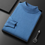 Suéter de invierno de punto para hombre, con cuello alto y media cremallera, elegante