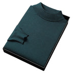 Suéter de invierno de punto para hombre, con cuello alto y media cremallera, elegante