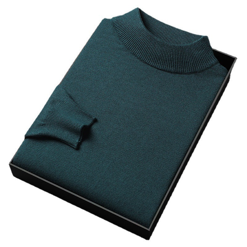 Suéter de invierno de punto para hombre, con cuello alto y media cremallera, elegante