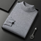 Suéter de invierno de punto para hombre, con cuello alto y media cremallera, elegante