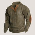 Suéter casual para hombre – Cuello alto y coderas elegantes