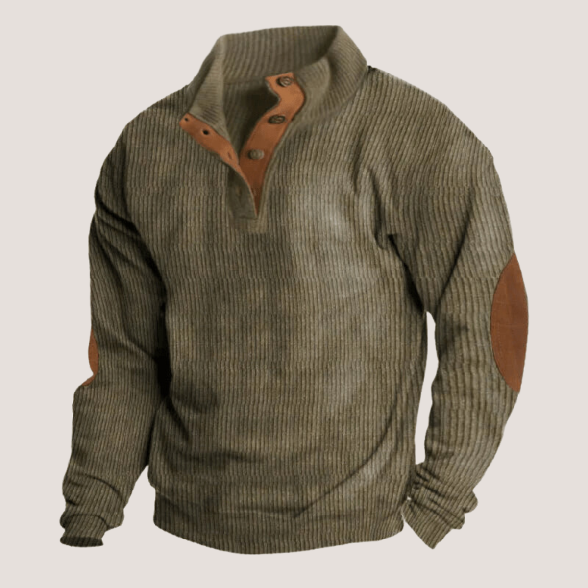 Suéter casual para hombre – Cuello alto y coderas elegantes