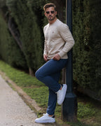 Jersey de punto trenzado para hombre – Estilo otoñal elegante