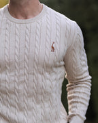 Jersey de punto trenzado para hombre – Estilo otoñal elegante