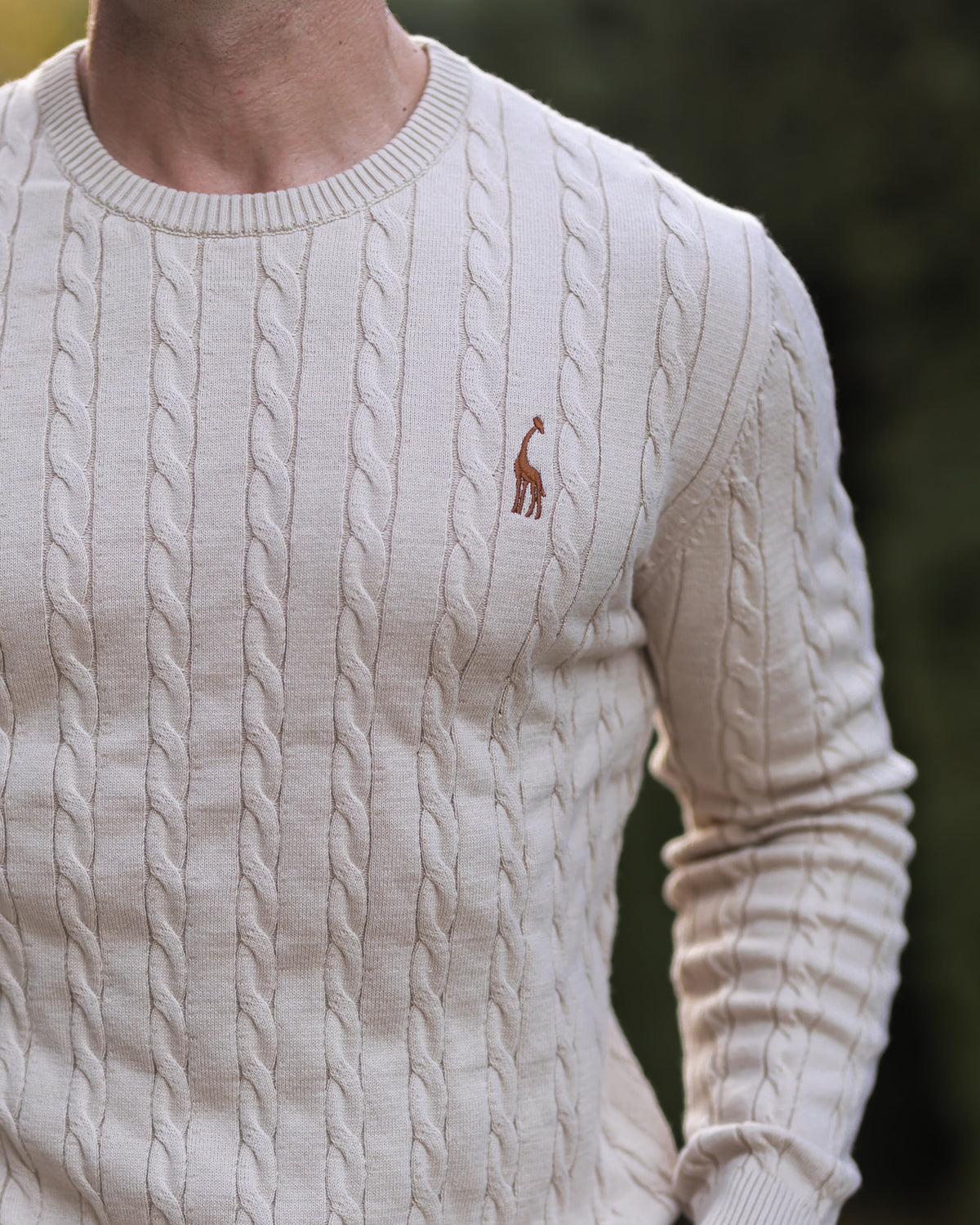 Jersey de punto trenzado para hombre – Estilo otoñal elegante