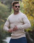 Jersey de punto trenzado para hombre – Estilo otoñal elegante