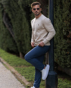 Jersey de punto trenzado para hombre – Estilo otoñal elegante