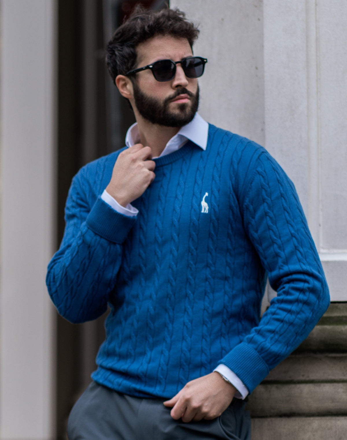 Jersey de punto trenzado para hombre – Estilo otoñal elegante