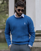Jersey de punto trenzado para hombre – Estilo otoñal elegante