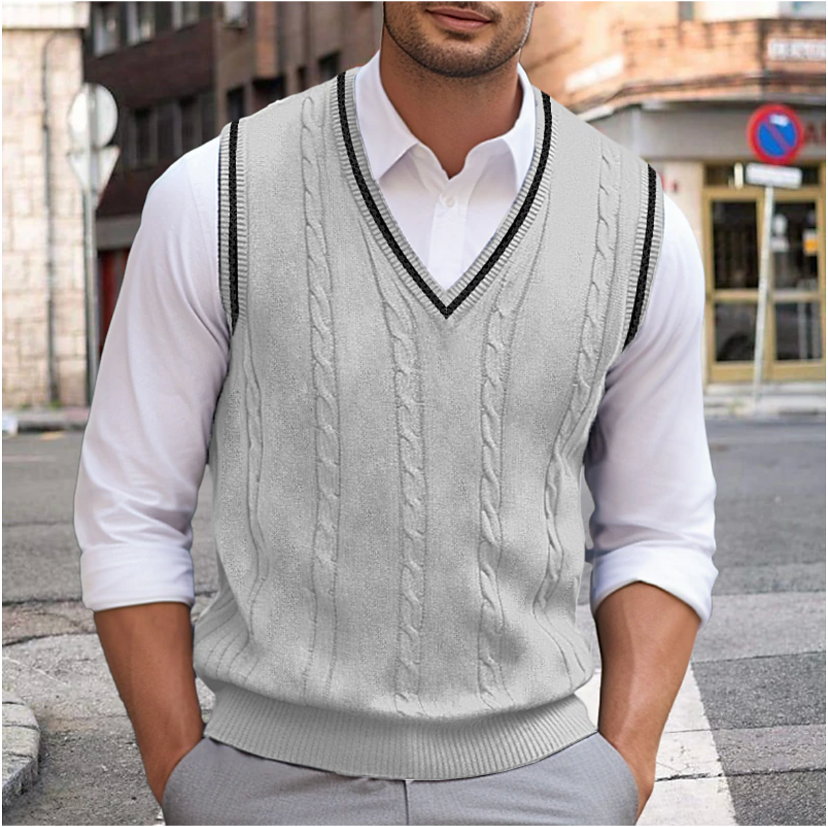Camiseta sin mangas con escote en V para hombre para elegancia casual