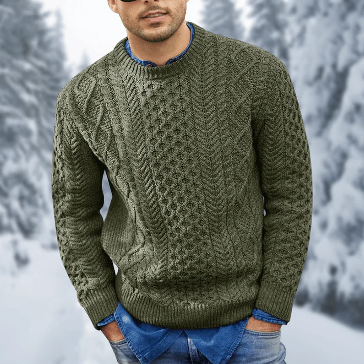Jersey trenzado para hombre, elegante y cálido, para un invierno confortable