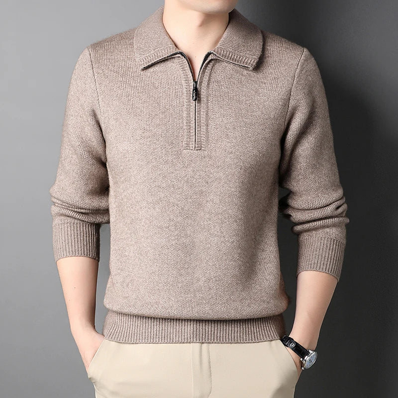 Jersey de punto de media cremallera para hombre – Elegancia y comodidad