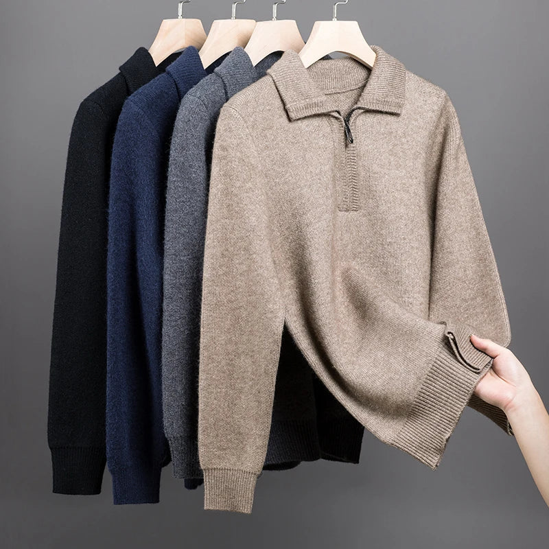 Jersey de punto de media cremallera para hombre – Elegancia y comodidad