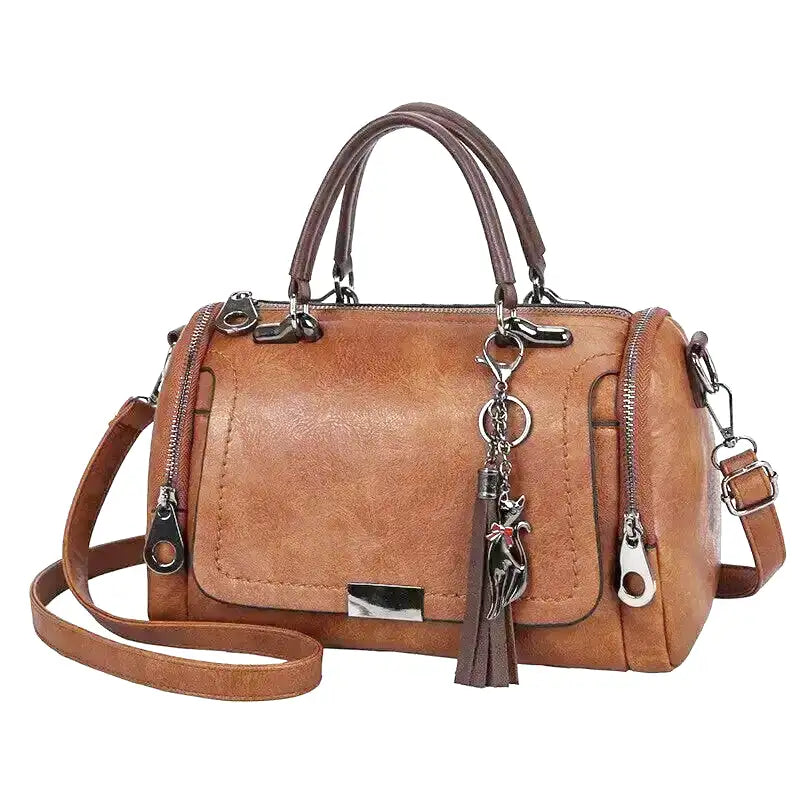RHEA - Bolso Espacioso de Cuero Suave con Correa y Cremallera