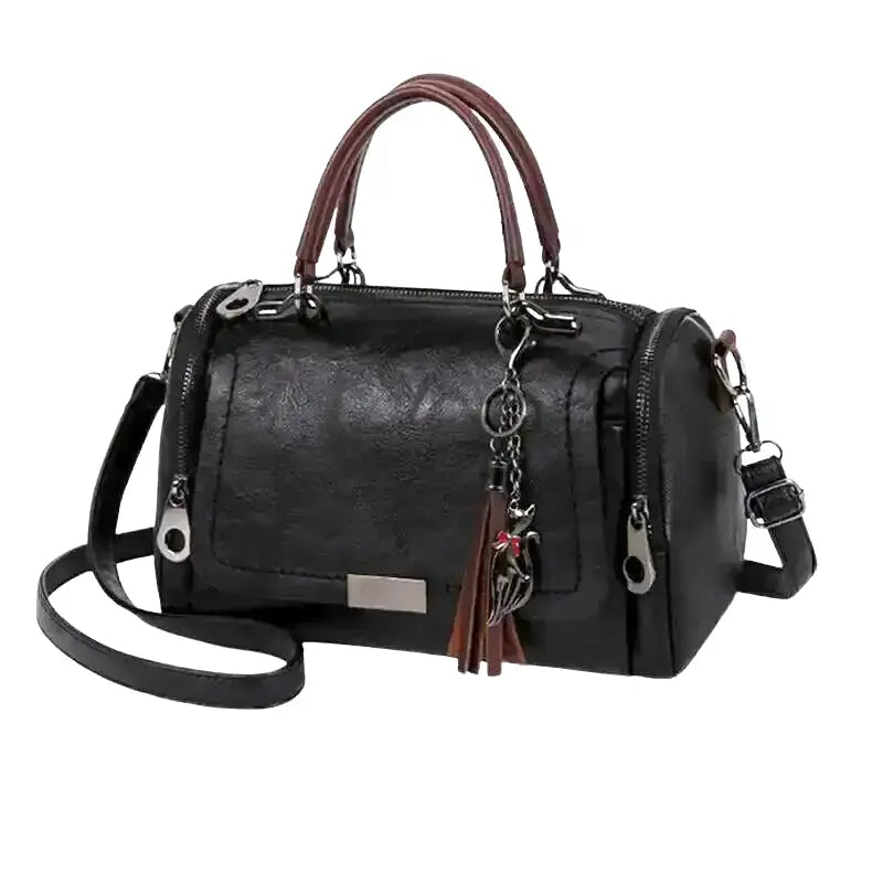RHEA - Bolso Espacioso de Cuero Suave con Correa y Cremallera