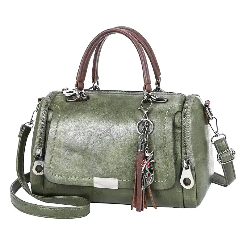 RHEA - Bolso Espacioso de Cuero Suave con Correa y Cremallera