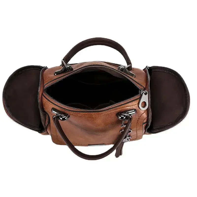 RHEA - Bolso Espacioso de Cuero Suave con Correa y Cremallera